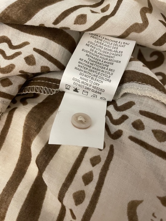 New Calypso St. Barth resort Print Cream/Brown Button Down Shirt Top Cotton Sz L - Picture 10 of 10